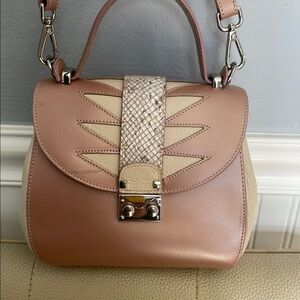 Italian leather Crossbody Bag with Textured Flap H 7” X W 8.5” D 4”